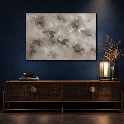 Mockup 4. Abstract Abstract Texture Neutral Gold Silver shown as stretched canvas wall art