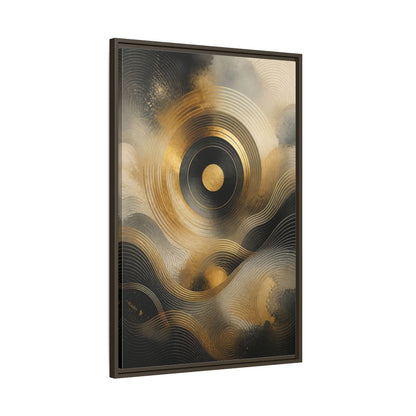 Main Mockup. Abstract Abstract Waves Gold And Black shown as stretched canvas wall art