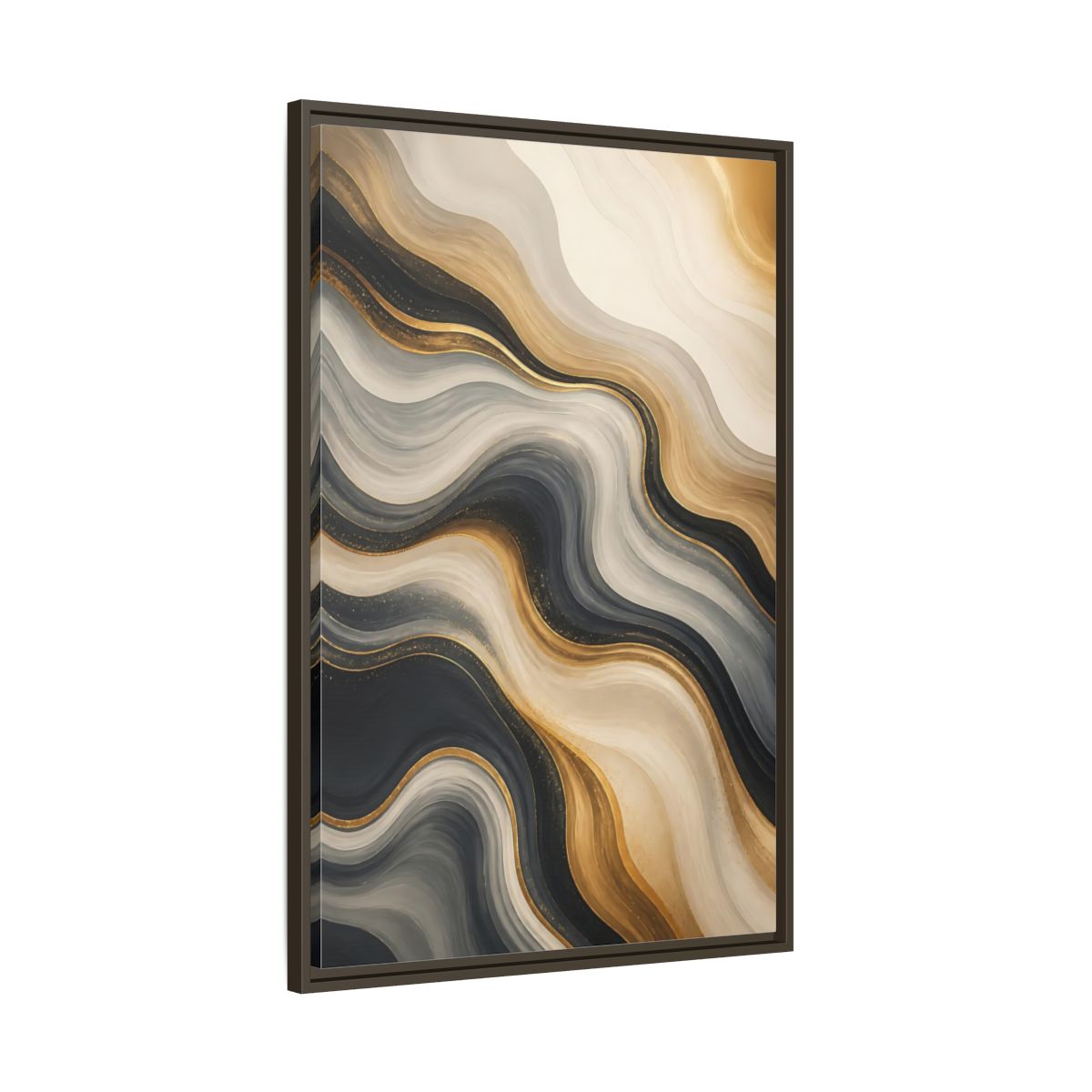 Main Mockup. Abstract Abstract Waves Gold Marble Waves shown as stretched canvas wall art
