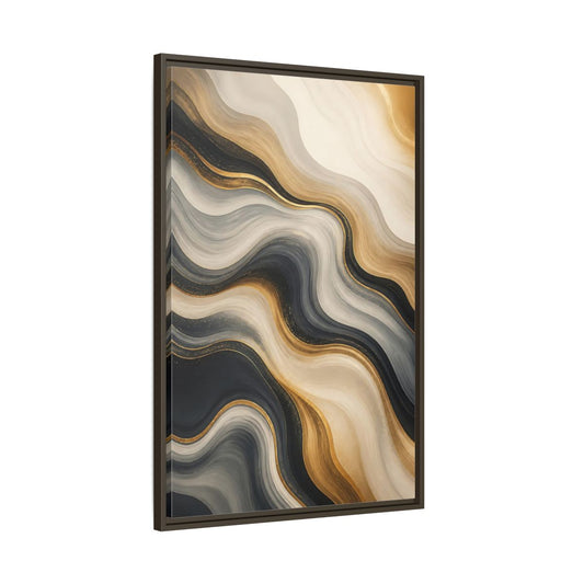 Main Mockup. Abstract Abstract Waves Gold Marble Waves shown as stretched canvas wall art