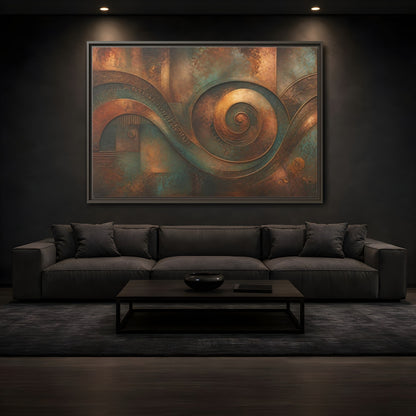 Mockup 3. Abstract Abstract Waves Rustic Abstract shown as stretched canvas wall art