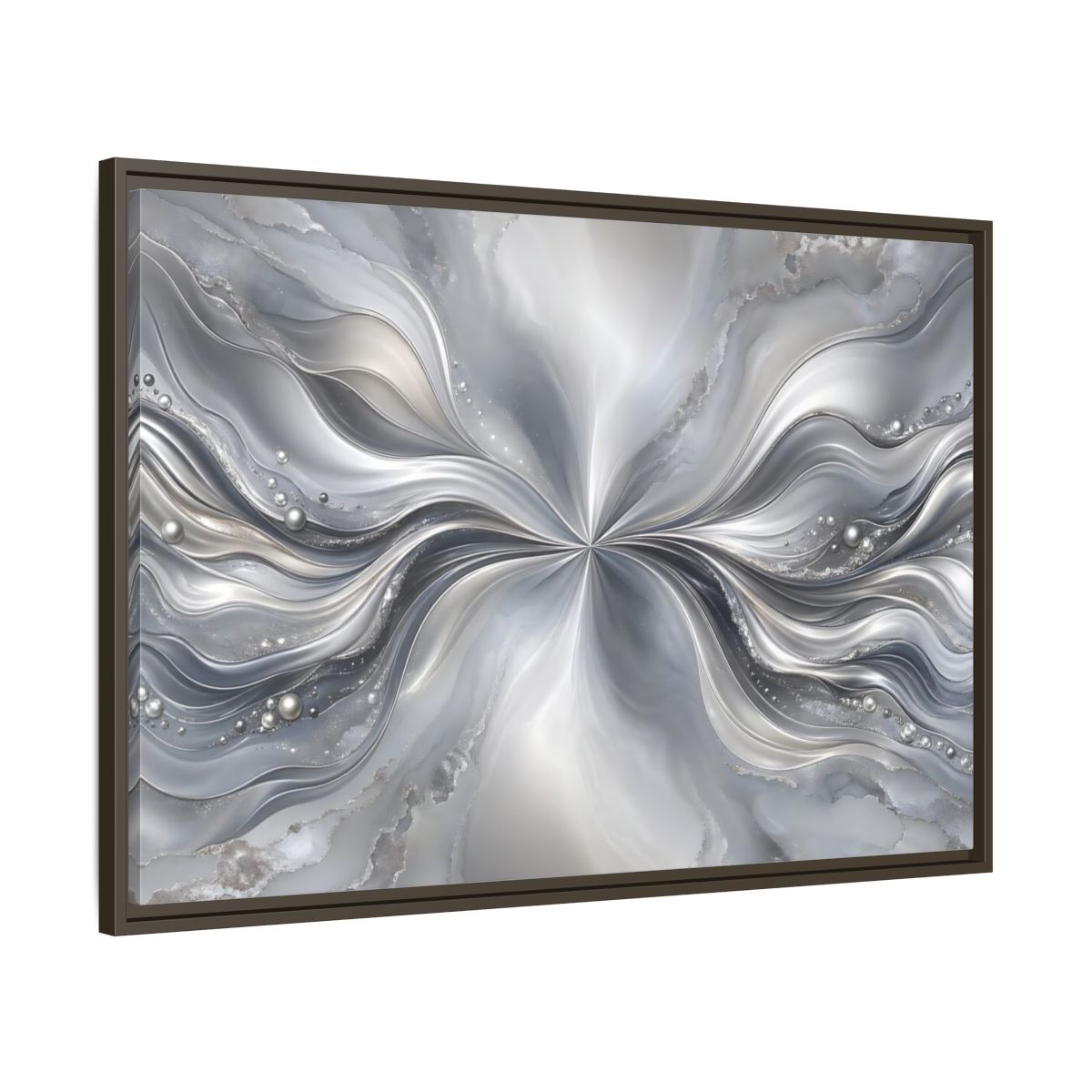 Main Mockup. Abstract Abstract Waves Silver Abstract shown as stretched canvas wall art