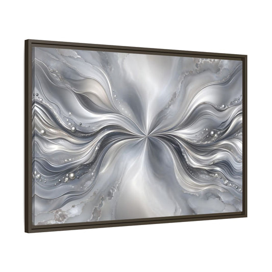 Main Mockup. Abstract Abstract Waves Silver Abstract shown as stretched canvas wall art