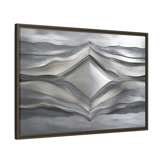 Main Mockup. Abstract Abstract Waves Silver Metallic Waves shown as stretched canvas wall art