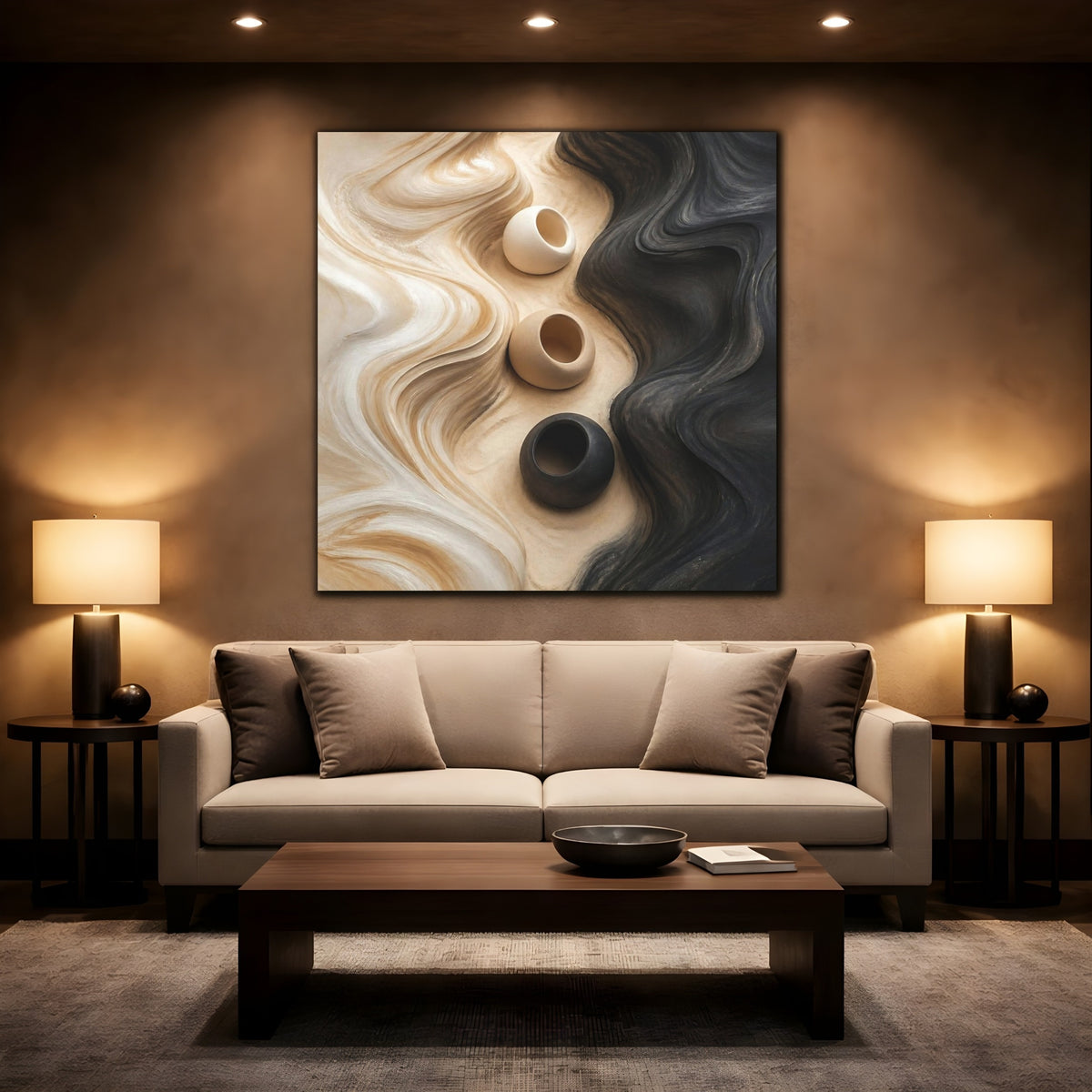 Mockup 2. Abstract Accent Clay Forms shown as canvas print