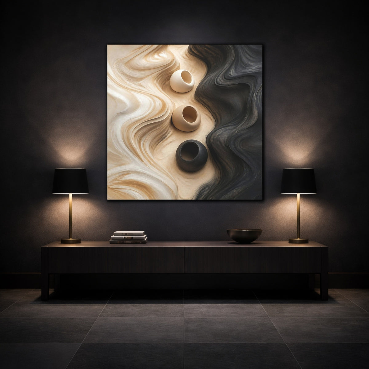 Mockup 3. Abstract Accent Clay Forms shown as canvas print