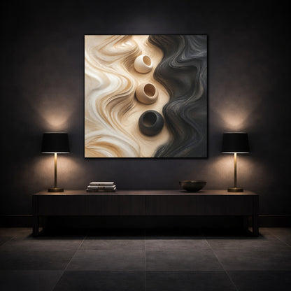 Mockup 3. Abstract Accent Clay Forms shown as canvas print