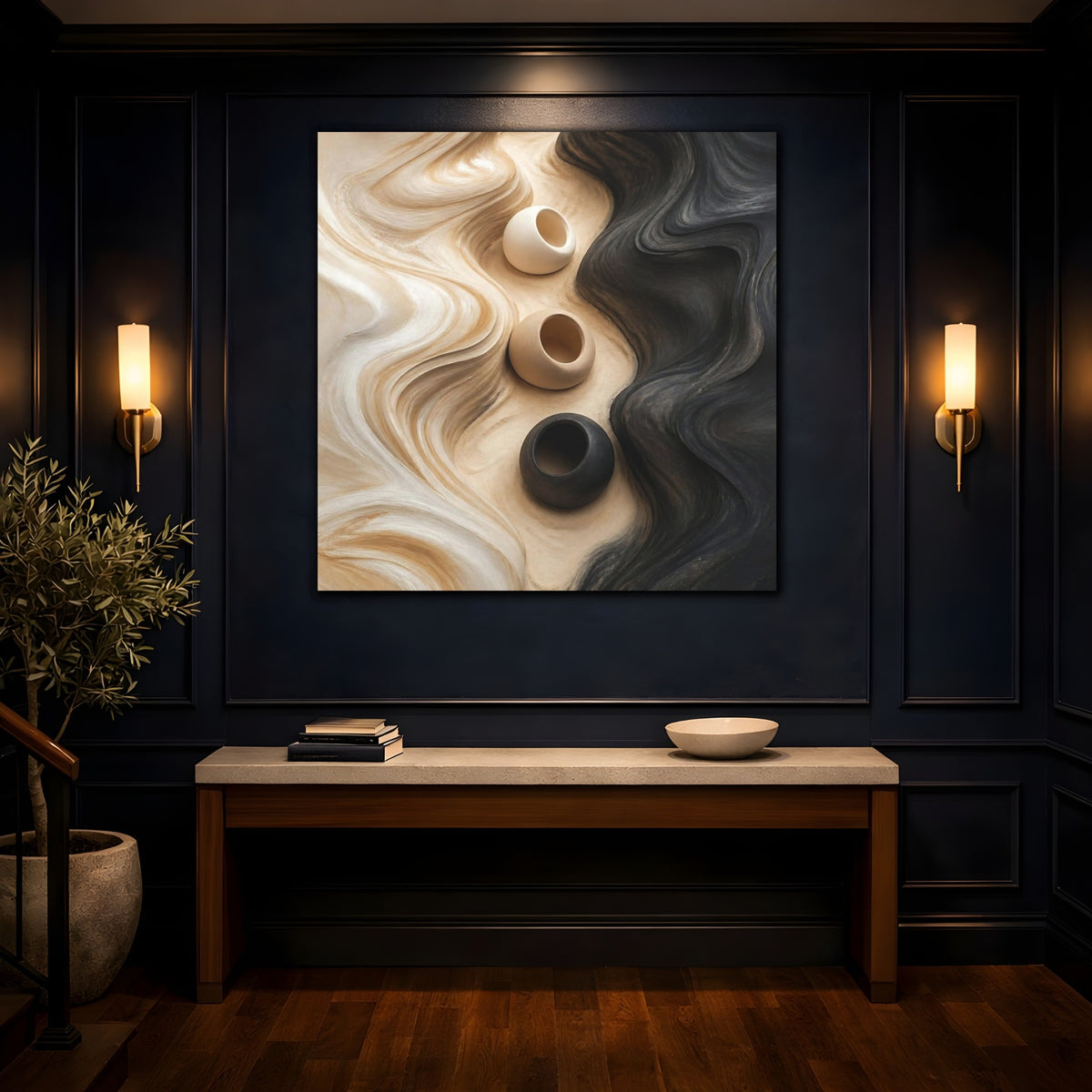 Mockup 4. Abstract Accent Clay Forms shown as canvas print