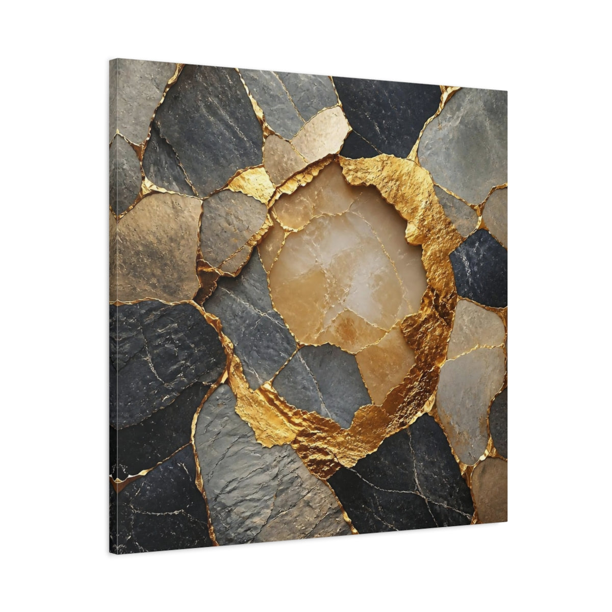 Main Mockup. Abstract Accent Gilded Stone shown as canvas print