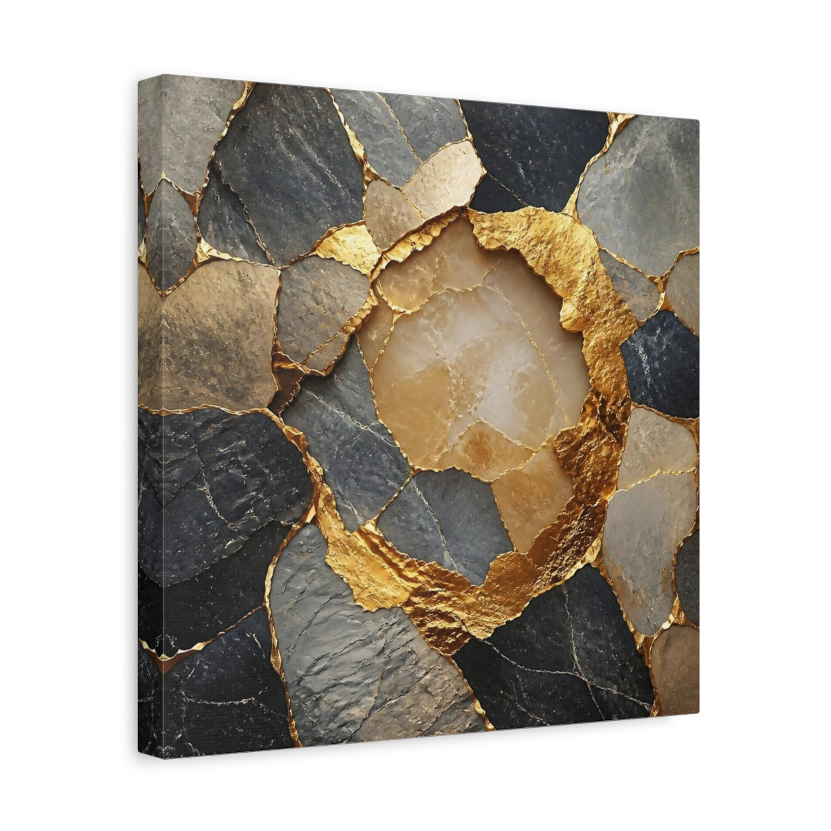 Side Mockup 7. Abstract Accent Gilded Stone shown as canvas print