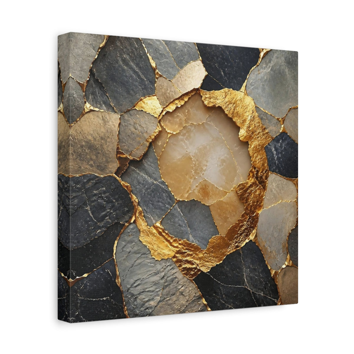 Side Mockup 8. Abstract Accent Gilded Stone shown as canvas print