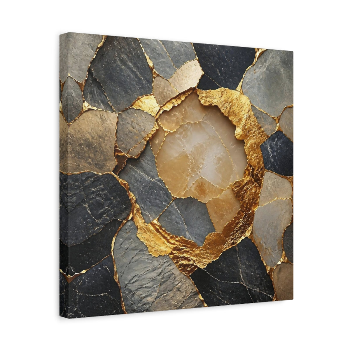 Side Mockup 6. Abstract Accent Gilded Stone shown as canvas print