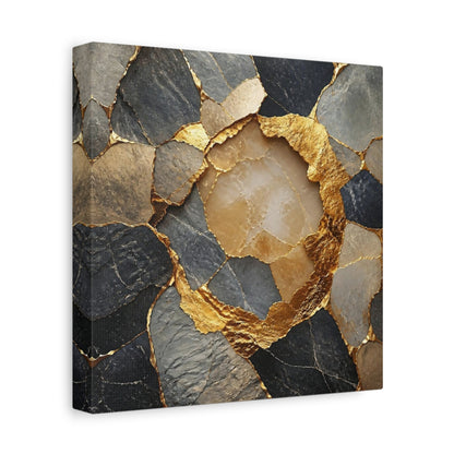 Side Mockup 9. Abstract Accent Gilded Stone shown as canvas print