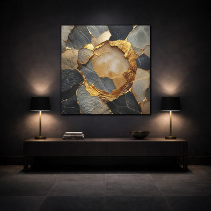 Mockup 3. Abstract Accent Gilded Stone shown as canvas print