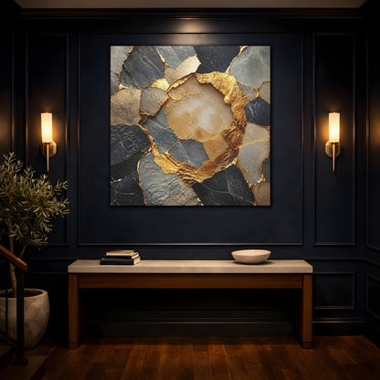 Mockup 4. Abstract Accent Gilded Stone shown as canvas print
