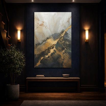 Mockup 4. Abstract Accent Gold Streak shown as canvas print