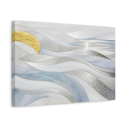 Side Mockup 4. Abstract Accent Silver Waves shown as canvas print
