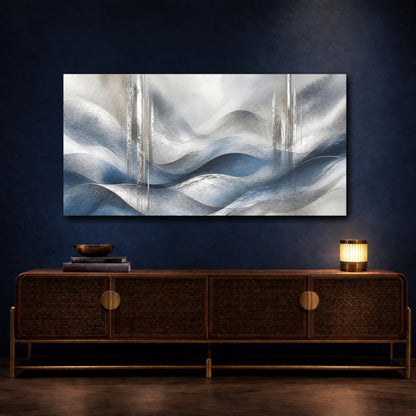Mockup 4. Abstract Accent Silver Waves shown as canvas print