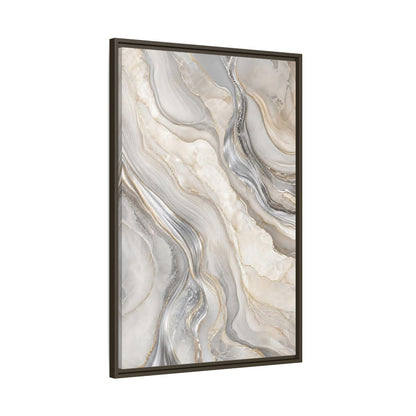 Main Mockup. Abstract Agate Marble Grey Gold shown as stretched canvas wall art