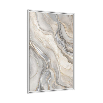 Side Mockup 9. Abstract Agate Marble Grey Gold shown as stretched canvas wall art