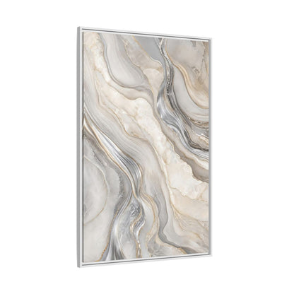 Side Mockup 7. Abstract Agate Marble Grey Gold shown as stretched canvas wall art