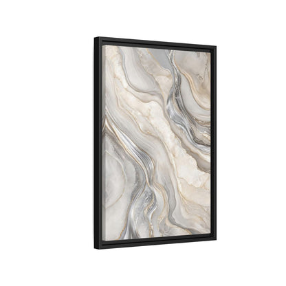 Side Mockup 3. Abstract Agate Marble Grey Gold shown as stretched canvas wall art
