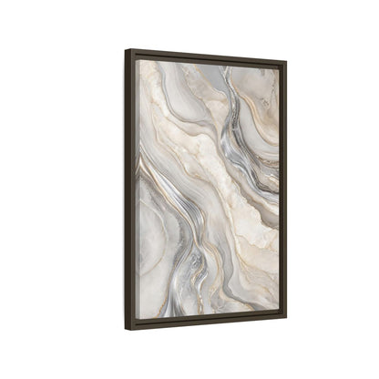 Side Mockup 2. Abstract Agate Marble Grey Gold shown as stretched canvas wall art