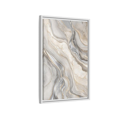 Side Mockup 1. Abstract Agate Marble Grey Gold shown as stretched canvas wall art