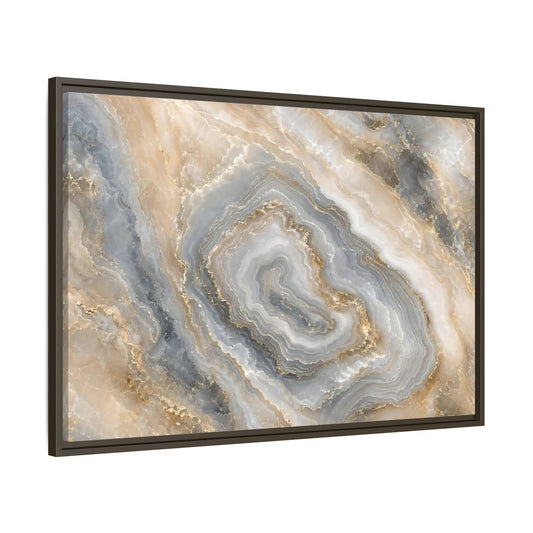 Main Mockup. Abstract Agate Stone Gold And Grey Agate shown as stretched canvas wall art