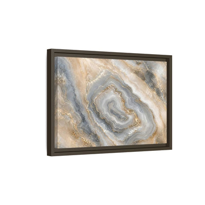 Side Mockup 5. Abstract Agate Stone Gold And Grey Agate shown as stretched canvas wall art