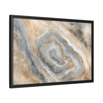 Side Mockup 14. Abstract Agate Stone Gold And Grey Agate shown as stretched canvas wall art