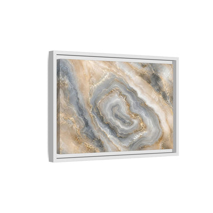 Side Mockup 4. Abstract Agate Stone Gold And Grey Agate shown as stretched canvas wall art