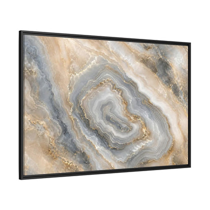 Side Mockup 12. Abstract Agate Stone Gold And Grey Agate shown as stretched canvas wall art