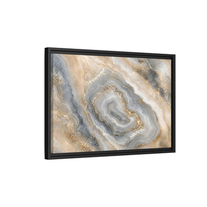 Side Mockup 3. Abstract Agate Stone Gold And Grey Agate shown as stretched canvas wall art