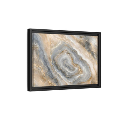 Side Mockup 6. Abstract Agate Stone Gold And Grey Agate shown as stretched canvas wall art