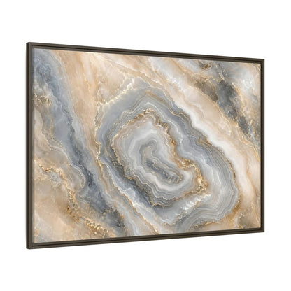Side Mockup 8. Abstract Agate Stone Gold And Grey Agate shown as stretched canvas wall art