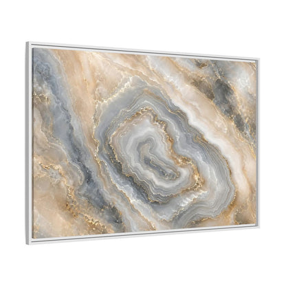 Side Mockup 7. Abstract Agate Stone Gold And Grey Agate shown as stretched canvas wall art