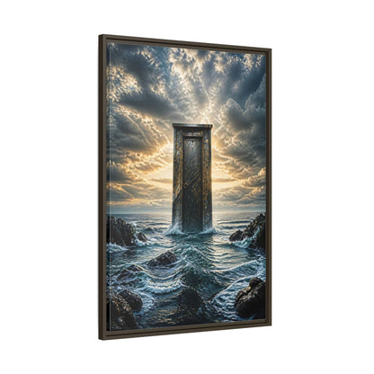 Main Mockup. Abstract Ancient Door Ocean Door Abstract shown as stretched canvas wall art