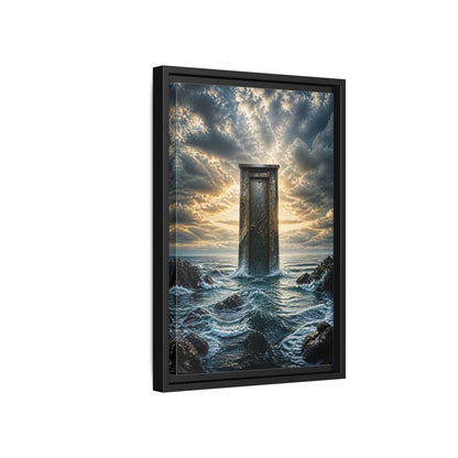 Side Mockup 6. Abstract Ancient Door Ocean Door Abstract shown as stretched canvas wall art