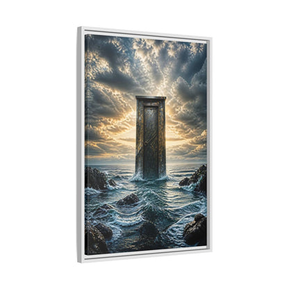 Side Mockup 10. Abstract Ancient Door Ocean Door Abstract shown as stretched canvas wall art
