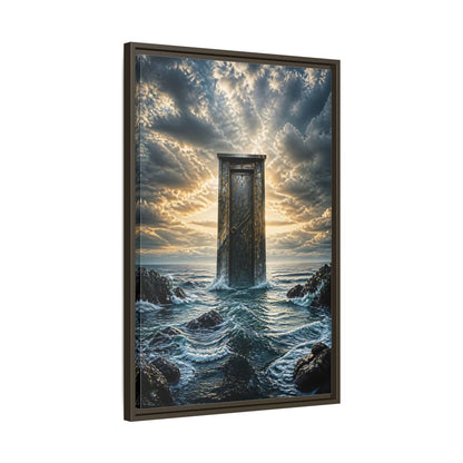 Side Mockup 11. Abstract Ancient Door Ocean Door Abstract shown as stretched canvas wall art