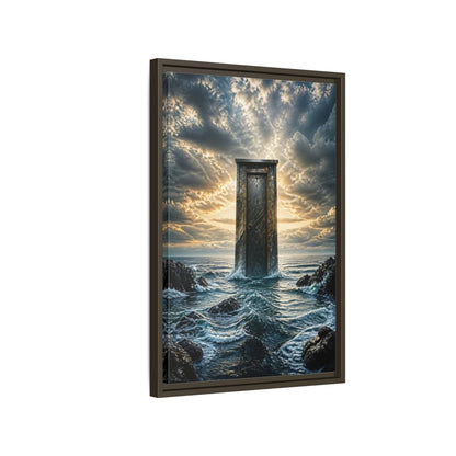 Side Mockup 2. Abstract Ancient Door Ocean Door Abstract shown as stretched canvas wall art