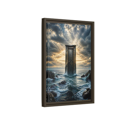 Side Mockup 5. Abstract Ancient Door Ocean Door Abstract shown as stretched canvas wall art
