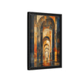 Side Mockup 6. Abstract Arched Corridor Orange Blue Abstract shown as stretched canvas wall art