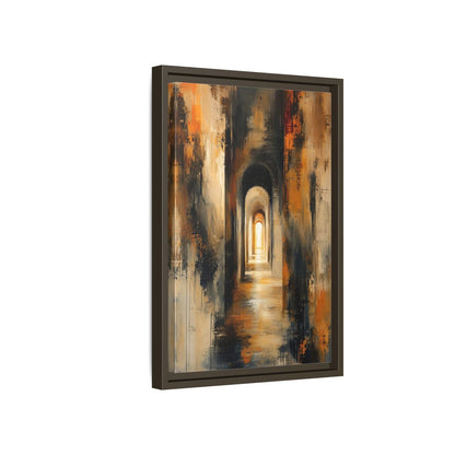 Abstract Arched Tunnel Gold and Black Framed Canvas Wall Art - Living Room Above Couch shown as canvas wall art