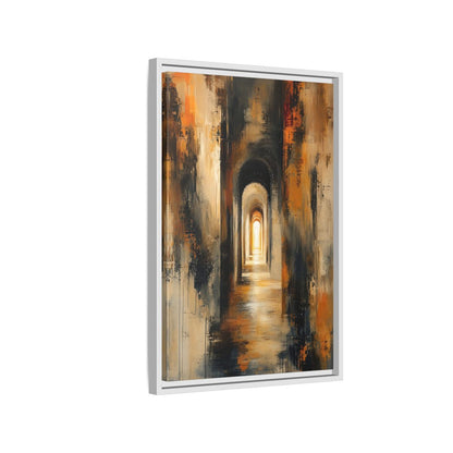 Abstract Arched Tunnel Gold and Black Framed Canvas Wall Art - Living Room Above Couch shown as canvas wall art