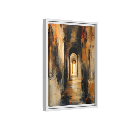 Abstract Arched Tunnel Gold and Black Framed Canvas Wall Art - Living Room Above Couch shown as canvas wall art