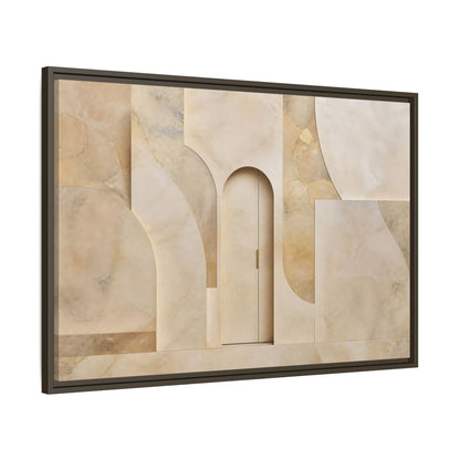 Main Mockup. Abstract Architectural Facade Neutral Tones shown as stretched canvas wall art