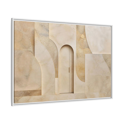 Side Mockup 7. Abstract Architectural Facade Neutral Tones shown as stretched canvas wall art