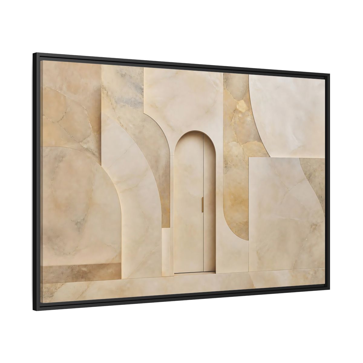 Side Mockup 12. Abstract Architectural Facade Neutral Tones shown as stretched canvas wall art